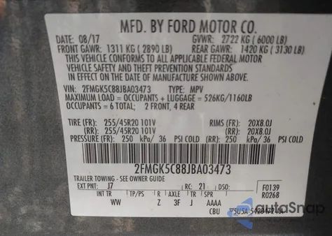 2018 Ford Flex Sel from USA, damaged, VIN 2FMGK5C88JBA03473